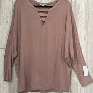 XL White Birch Mocha Dolman Top New